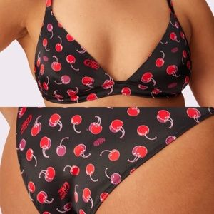 Cherry Coca Cola Luminous Satin Glow Triangle Bralette & Matching Panty Set ✨